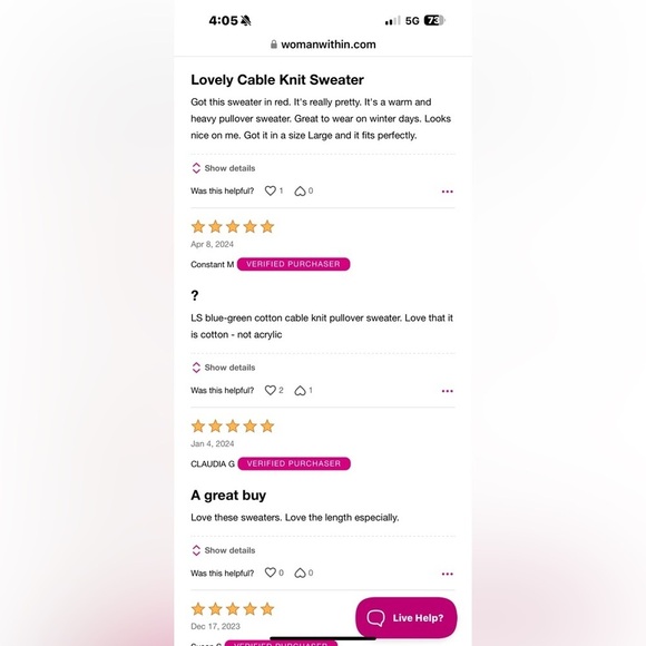 woman within WW pink cable knit long sleeve cotton pullover crewneck sweater 1X - Picture 6 of 6